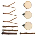 Set di posatoi in legno naturale con rami a Y, tronchi dritti e piattaforme tonde - 10-Piece Set (20cm)