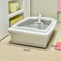 Large semi-enclosed white rectangular cat litter box with scoop, dimensions 38x29x12cm - Semi-Enclosed Rectangle Litter Box / 38x29x12cm / Gray
