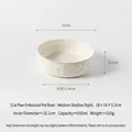 Premium ceramic pet bowl with embossed cat paw design and 650ml capacity in cream white - Medium Cat Paw White Glaze Bowl [Short]