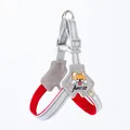 Close-up of grey reflective dog harness with red lining and cute Shiba Inu patch - S / Harness (Random Pattern) / Red