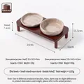 Juego de cuencos dobles elevados de cerámica con soporte de madera de acacia natural - Plato Pequeño y Mediano con Soporte Doble Cilíndrico