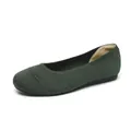 Ballerines en tricot vert foncé élégantes avec un design décontracté à bout rond respirant - 34 / Vert