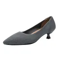 Elegante grijze gebreide pumps met spitse neus en kittenhak voor dames, instapschoenen - Gestreept Grijs
