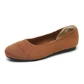 Chaussures plates en tricot marron de style japonais pour femmes avec bout rond et plat. - 34 / Marron