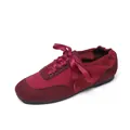 Burgundy women's ballet flats with elegant satin ribbon laces and suede trim. - 34 / Burgundy