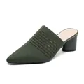 Mules in maglia a punta con tacco largo verde oliva e tessuto a rete traspirante - 43 / Verde militare
