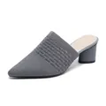 Eleganti sabot in maglia grigia a punta con tacchi alti spessi e traspiranti. - 34 / Grigio