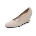Eleganti décolleté con zeppa beige a punta quadrata e tomaia in maglia traspirante - 34 / Albicocca