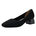 Eleganti décolleté in maglia nera a punta quadrata con un comodo tacco a blocco di 4 cm - 34 / Nero a Righe