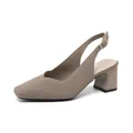 Eleganti décolleté slingback in maglia taupe con tacco largo, punta quadrata e cinturino - 34 / Albicocca Scura a Righe