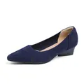 Zapatos de punto azul marino de punta con patrón de estrellas y tacón de bloque bajo - 34 / Azul