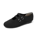 Bailarinas Mary Jane negras transpirables de fly-knit con doble tira ajustable - 34 / Negro