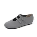 Bailarinas Mary Jane de malla flyknit gris transpirable con doble hebilla para mujer - 34 / Gris