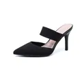 Mules élégantes à talons hauts et bout pointu noir avec une finition en tricot respirant - 35 / Noir