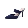 Élégantes mules à talons hauts en maille bleu marine à bout pointu pour femmes - 35 / Bleu