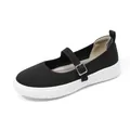 Women's breathable black fly-knit Mary Jane sneakers with comfortable soft non-slip sole - 35 / Black