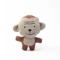 Adorable brown corduroy monkey plush squeaky toy for dogs, durable chew toy for pet play - Monkey
