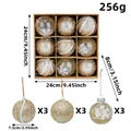 Set de 9 bolas de Navidad doradas y blancas con detalles de peso y dimensiones exactas - Estilo 5(R2-29) / Juego de 9 Piezas