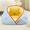 Sofá cama de felpa suave azul y amarillo para perros pequeños y gatos en casa - M / Con Manta / 48*45cm / Westie Azul Amarillo