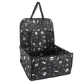 Foldable pet car seat carrier with white paw and bone prints on black fabric - Black Paw Prints