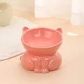 Roze keramische voerbak voor katten met schuine rand en schattige katvormige basis - Schuine Keramische Bak / 13cm / Kersenbloesem Roze
