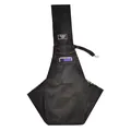 Detail view of black breathable pet carrier sling featuring a convenient front storage pocket - Pets Within 7.5kg / Black