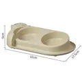 Minimalist beige double pet bowl for cats and dogs with 32x17.5x6cm size dimensions - Basic Double Bowl (Plastic) / Small Cat Model (32x17.5x6cm) / Green