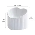 White heart shaped ceramic pet bowl with slanted rim for cat and dog food and water - Slanted Bowl / White