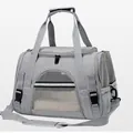 Grey breathable portable pet carrier for cats and dogs, foldable crossbody design - Small Fleece Mat Style / Gray