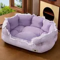 Soft and cozy purple lace pet sofa bed for cats and small dogs with polka dot pattern - Princess Polka Dot With Blanket