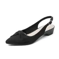Elegantes zapatos de punto con punta francesa y lazo decorativo en acabado negro clásico - Negro