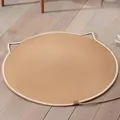 Durable round woven rope cat scratching mat with cute cat ears in khaki and white finish - XL (Diameter 100cm) / Original Color