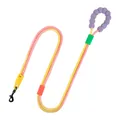 Robust farbenfrohe zweiteilige Hundeleine mit lila Schaumstoffgriff für große Hunde. - Verlauf (Rosa-Gelb) Leine / 10mm*140cm