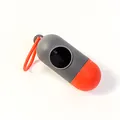 Dispenser portatile per sacchetti igienici per cani a forma di pillola grigio e arancio - Custodia Vuota / Grigio + Rosso