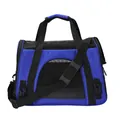 Blue oxford cloth pet carrier for cats and small dogs with mesh windows and shoulder strap - Blue