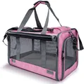 Pink breathable pet carrier bag with mesh windows and shoulder strap for cats and small dogs - 47*26.5*29 / Pink