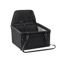 Black waterproof pet car booster seat with mesh sides and adjustable safety straps - Black
