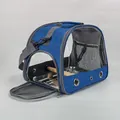 Blue portable bird carrier bag with wooden perch, stainless tray, and clear PVC window - Includes Perch And Steel Tray / Sapphire Blue