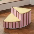Rosa gestreifte 2-stufige Schaumstoff-Haustiertreppe im Torten-Design für kleine Hunde - 2x2 / Durchmesser 45cm Höhe 29cm / Rosa-Braun Gestreift