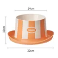 Moderner orange-weiß gestreifter Haustiernapf in Hutform mit Auslaufschutzbasis 22cm - Orange Circus Stripes (7016) / Einzelschüssel / Orange