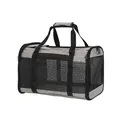 Gray breathable pet carrier bag for cats and small dogs with black mesh panels. - M / Grey & Black