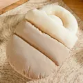 Sacco a pelo semi-chiuso per gatti con piano in peluche e base in velluto a coste beige - Nido a Pantofola Beige [Soffice] / M-Adatto per Animali fino a 5kg