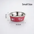 Small red non-slip stainless steel pet bowl for dogs and cats 14.2cm diameter size - S / Red