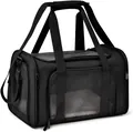 Portable and breathable black soft-sided pet carrier bag for small dogs and cats - Black