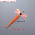 Orange plush dragonfly cat toy wand replacement head with bell and iridescent wings - Orange sequins dragonfly