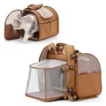 Expandable pet backpack for cats and small dogs with breathable mesh and large space - Pets Within 8kg / Brown