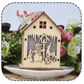 Mini wooden LED Christmas house with snowman and deer cutout glowing night light - Snowman+Deer(V1-16)