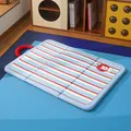 Foldable waterproof pet mat with blue stripes and cute cartoon design for dogs and cats. - Mat Only / L (72x50cm) / Dopamine Puppy