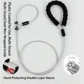 Macro detail view of reinforced steel wire core and foam handle for P-chain dog leash - Foam Handle P-Rope / 70cm / Silver White