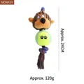 Monkey squeaky dog toy with corduroy head, tennis ball and cotton rope - Monkey (PT310)